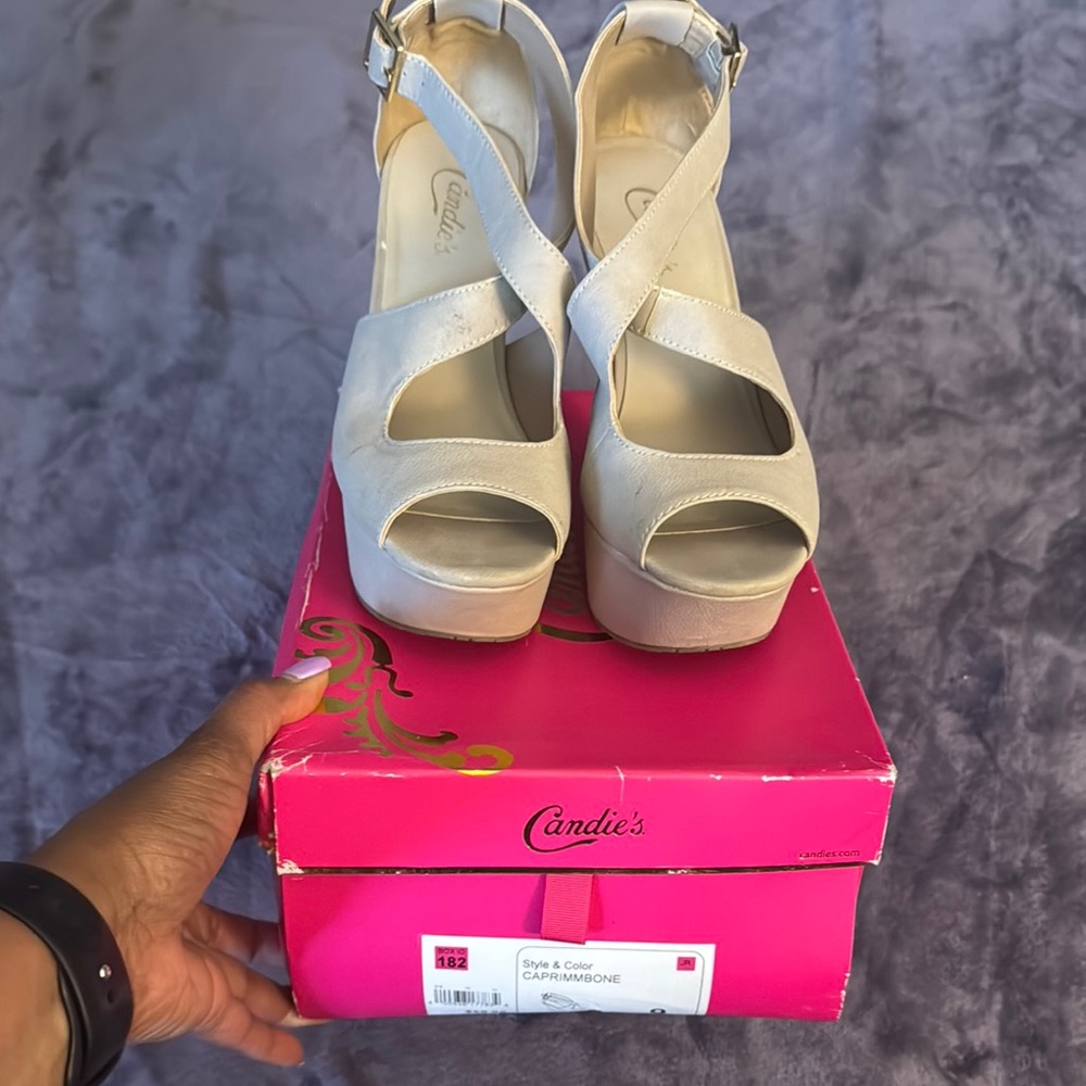 Candie's White Platform Sandals